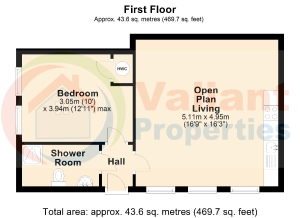 Floor Plan Image for 1 Bedroom Flat for Sale in Turnpike Court, Norwich Rd, Wisbech