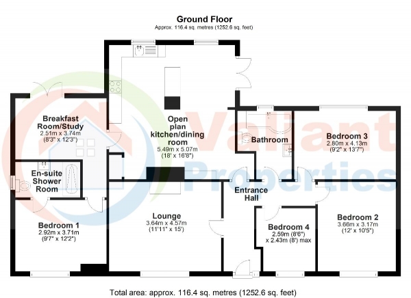 Floor Plan Image for 4 Bedroom Bungalow for Sale in Back Road, Murrow, Wisbech