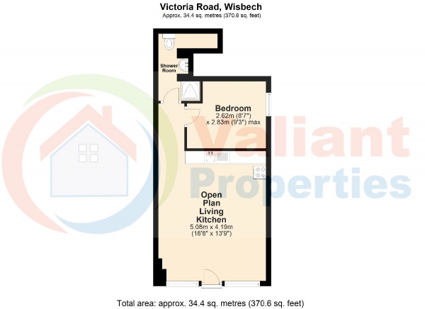 Floor Plan Image for 1 Bedroom Flat for Sale in Victoria Road, Wisbech