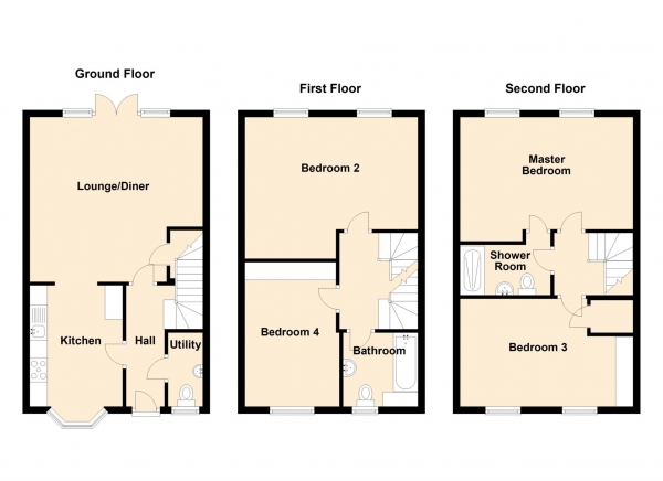 Floor Plan Image for 4 Bedroom Town House for Sale in The Fairways, Royton