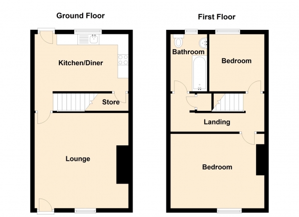 Floor Plan for 2 Bedroom Terraced House for Sale in Charlotte Street, Rochdale, OL16, 4TJ -  &pound139,950