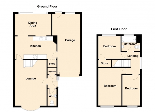 Floor Plan Image for 3 Bedroom Link Detached House for Sale in Partridge Way, Chadderton