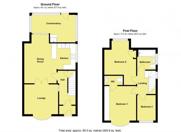 Floor Plan for 3 Bedroom Semi-Detached House for Sale in The Avenue, Shaw, Shaw, OL2, 7HE -  &pound189,950