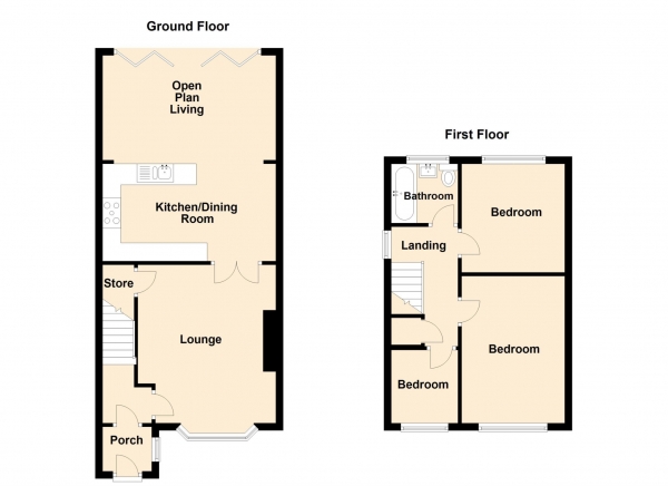 Floor Plan Image for 3 Bedroom Semi-Detached House for Sale in Crocus Drive, Royton