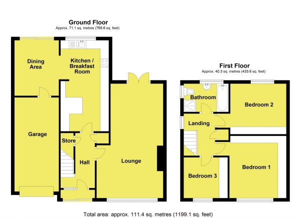 Floor Plan Image for 3 Bedroom Link Detached House for Sale in Meadow Rise, Oldham