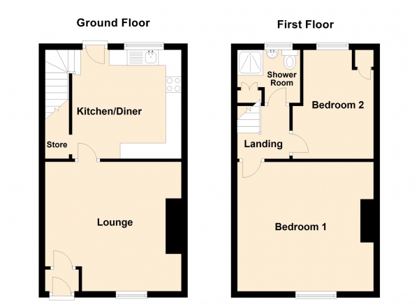 Floor Plan Image for 2 Bedroom Terraced House for Sale in St James Street, Shaw