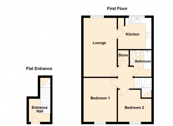 Floor Plan Image for 2 Bedroom Flat for Sale in Boothhill Lane, Oldham