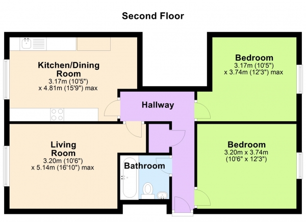 Floor Plan Image for 2 Bedroom Flat to Rent in Greentrees, 6 Lansdowne Road