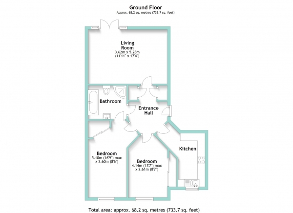 Floor Plan for 2 Bedroom Flat for Sale in 1 Manor Road, 1 Manor Road, BN16, 1FE - OIRO &pound375,000