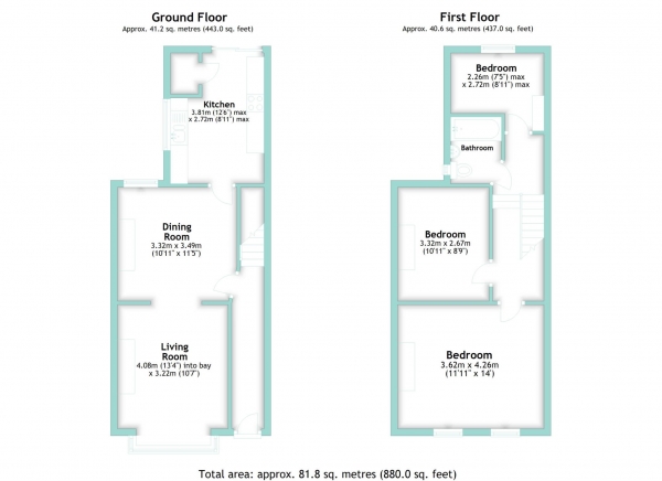 Floor Plan Image for 3 Bedroom Terraced House for Sale in Lanfranc Road, Worthing