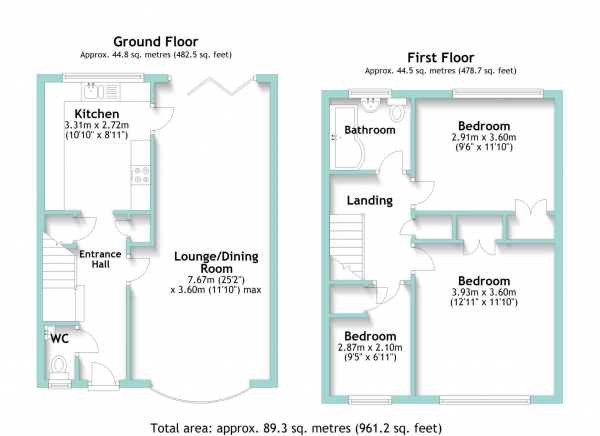 Floor Plan Image for 3 Bedroom End of Terrace House for Sale in Langham Gardens, Worthing