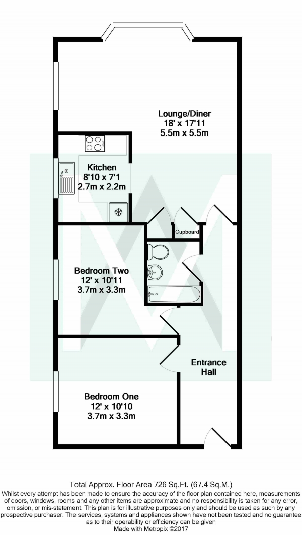 Floor Plan for 2 Bedroom Flat for Sale in Westlake Gardens, BN13, 1LF -  &pound230,000