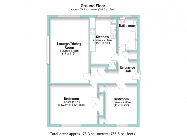 Floor Plan Image for 2 Bedroom Flat for Sale in Belsize Road