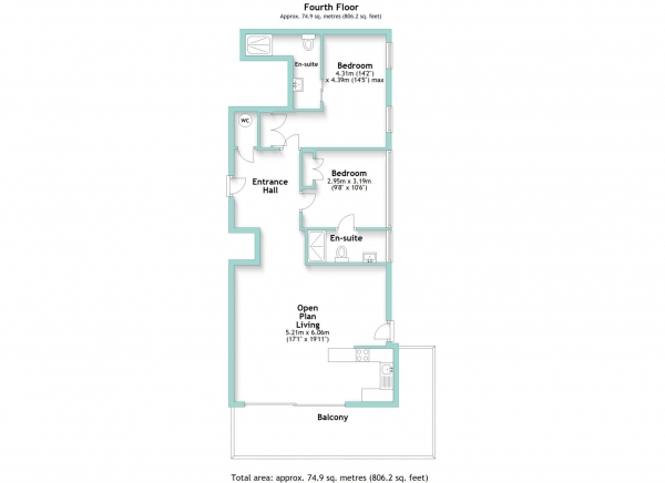 Floor Plan for 2 Bedroom Flat for Sale in Worthing House, 2-6 South Street, 2-6 South Street, BN11, 3AE -  &pound420,000