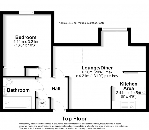 Floor Plan Image for 1 Bedroom Retirement Property for Sale in Belmaine Court, West Street