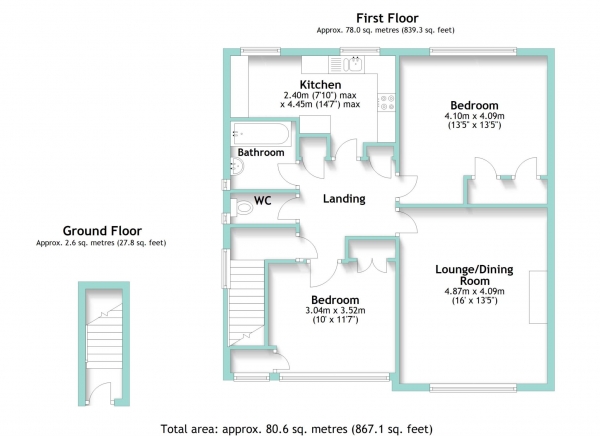 Floor Plan Image for 2 Bedroom Flat for Sale in St Michaels Court, Worthing