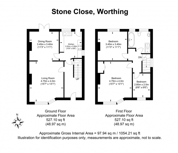 Floor Plan Image for 3 Bedroom End of Terrace House for Sale in Stone Close, Worthing