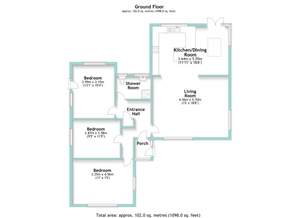 Floor Plan Image for 3 Bedroom Detached Bungalow for Sale in Hollingbury Gardens, Worthing