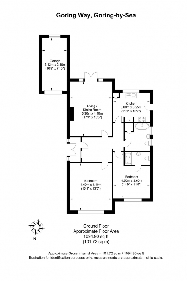 Floor Plan Image for 2 Bedroom Detached Bungalow for Sale in Goring Way, Goring-By-Sea