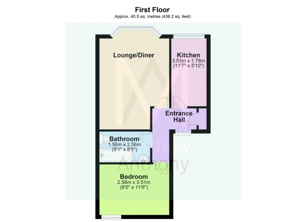 Floor Plan Image for 1 Bedroom Flat to Rent in Rowlands Road