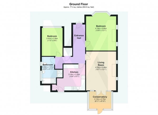 Floor Plan Image for 2 Bedroom Flat to Rent in Offington Avenue