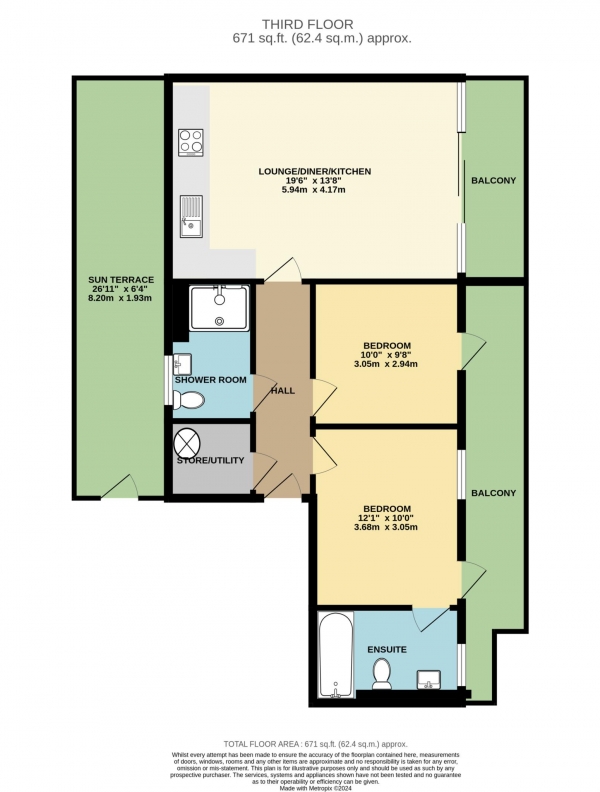 Floor Plan Image for 2 Bedroom Apartment for Sale in Duhamel Place, St Helier