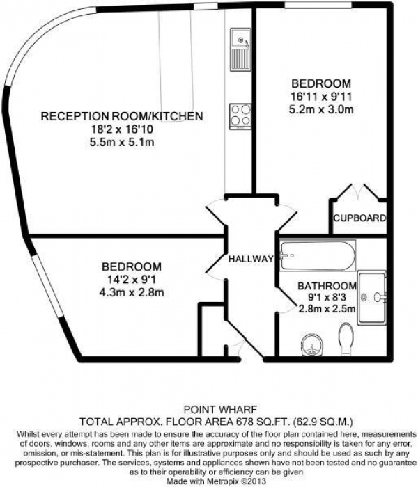 Floor Plan Image for 2 Bedroom Apartment for Sale in Point Wharf Lane, Brentford