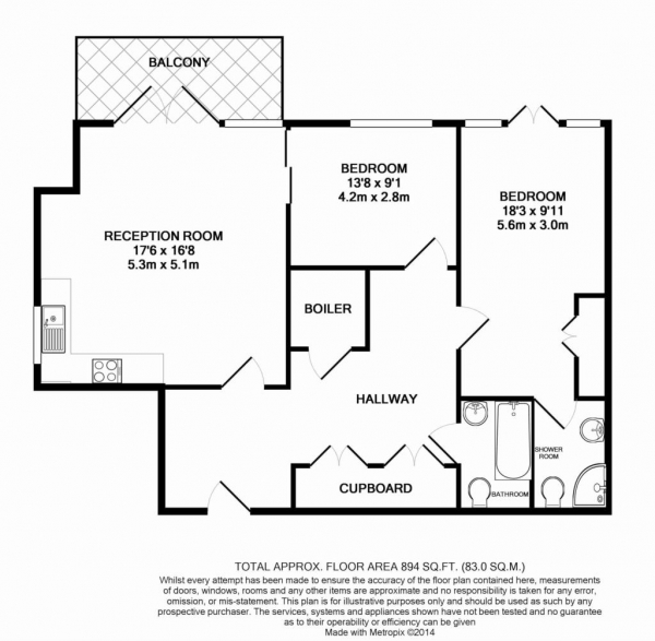 Floor Plan Image for 2 Bedroom Apartment for Sale in Adams Quarter, Tallow Road, `The Island`, Brentford