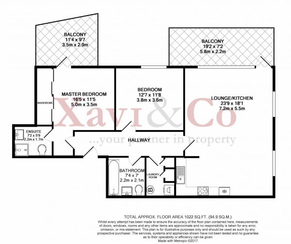 Floor Plan Image for 2 Bedroom Apartment for Sale in Halyards Court, Brentford Lock West