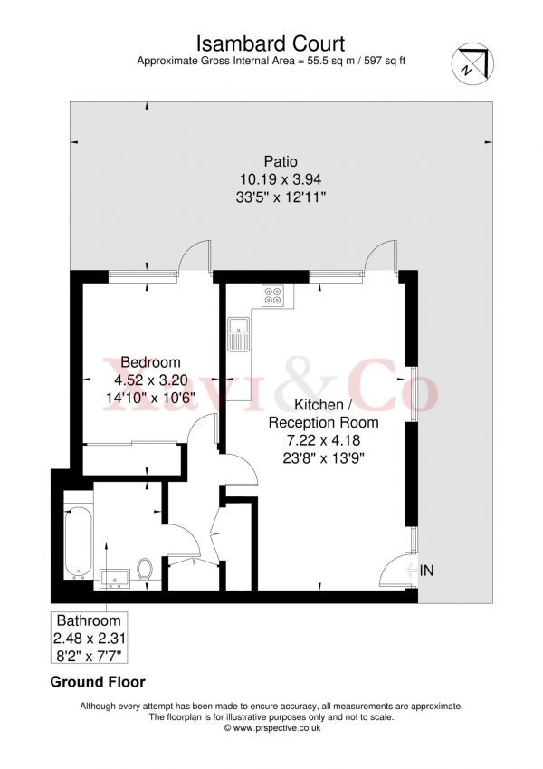 Floor Plan Image for 1 Bedroom Apartment for Sale in Isambard Court, Paddlers Avenue, Brentford