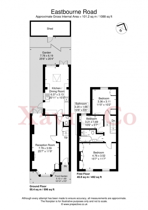 Floor Plan Image for 3 Bedroom Semi-Detached House for Sale in Eastbourne Road, Brentford