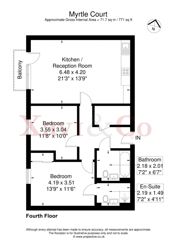 Floor Plan Image for 2 Bedroom Apartment to Rent in Myrtle Court, Brentford