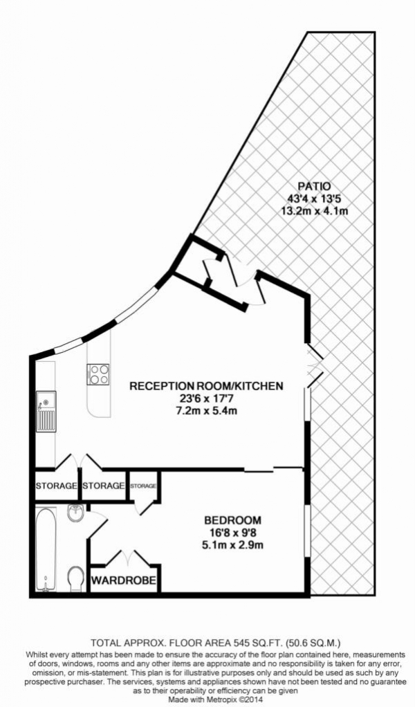 Floor Plan Image for 1 Bedroom Apartment to Rent in The Island, Brentford