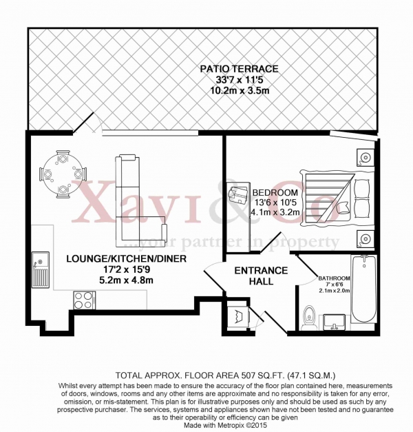 Floor Plan for 1 Bedroom Apartment for Sale in Durham Wharf Drive, Brentford, Durham Wharf Drive, TW8, 8FB -  &pound414,950