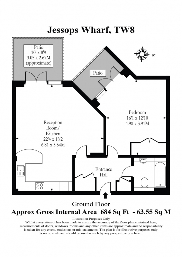 Floor Plan Image for 1 Bedroom Apartment to Rent in The Island, Brentford