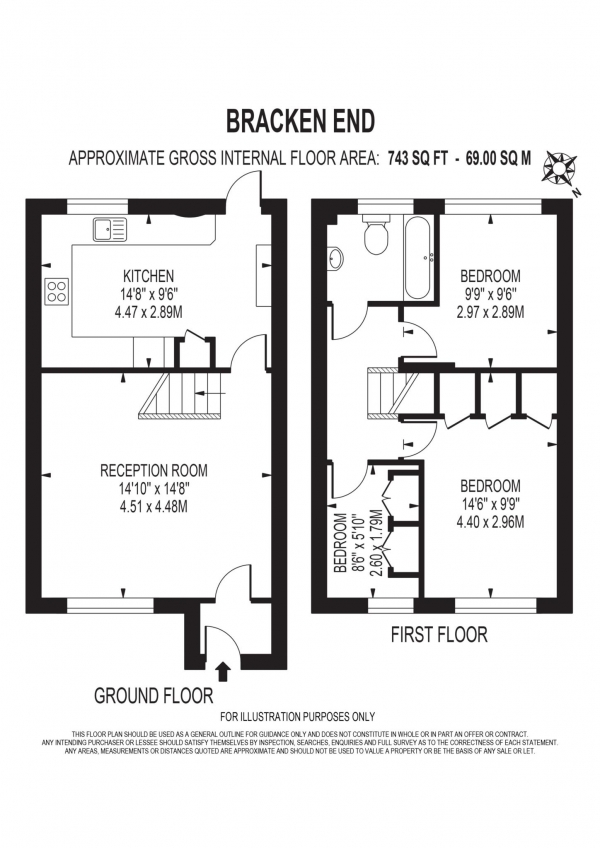 Floor Plan Image for 3 Bedroom End of Terrace House for Sale in Bracken End, Isleworth