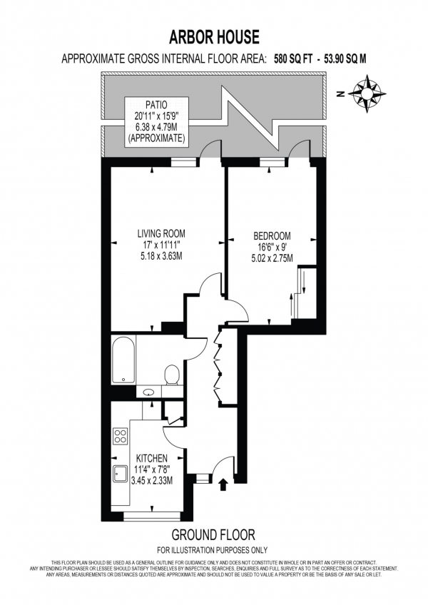 Floor Plan Image for 1 Bedroom Apartment for Sale in Arbor House, Brentford Lock West, Brentford  TW8