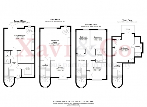 Floor Plan Image for 4 Bedroom Town House for Sale in Tallow Road, `The Island`, Brentford