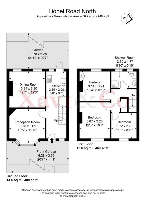 Floor Plan Image for 3 Bedroom Terraced House for Sale in Lionel Road North, Brentford  TW8