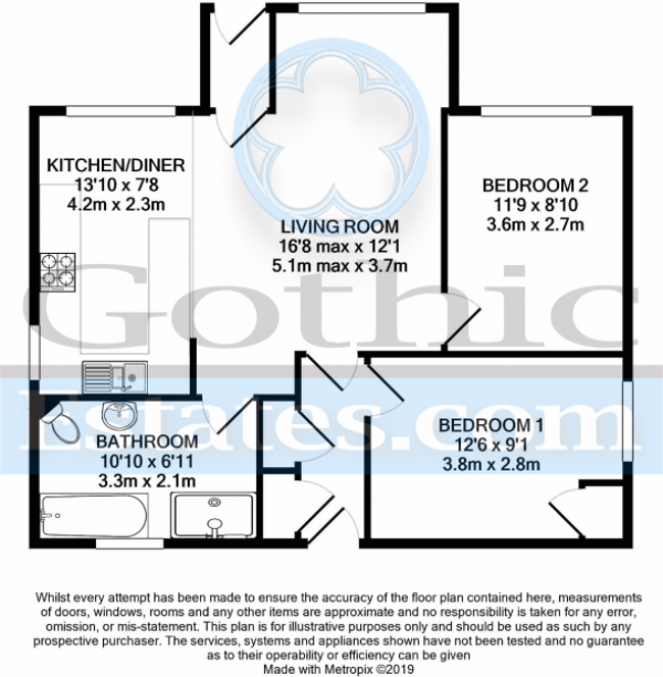 Floor Plan Image for 2 Bedroom Detached Bungalow for Sale in Station Road, Arlesey, SG15 6RG