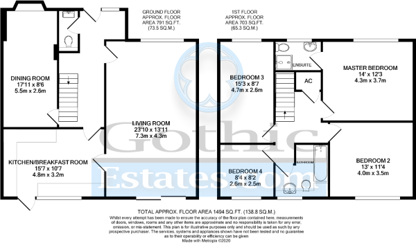 Floor Plan Image for 4 Bedroom Detached House for Sale in Stotfold Road, Arlesey, SG15 6XR