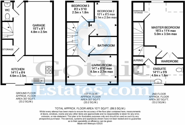 Floor Plan Image for 3 Bedroom Town House for Sale in The Hermitage, Arlesey, SG15 6XE