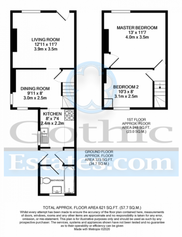 Floor Plan Image for 2 Bedroom End of Terrace House for Sale in Davis Row, Arlesey, SG15 6RB