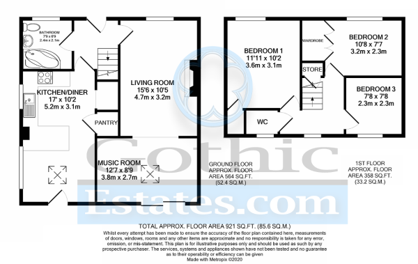 Floor Plan Image for 3 Bedroom Semi-Detached House for Sale in Jubilee Crescent, Arlesey, SG15 6SB