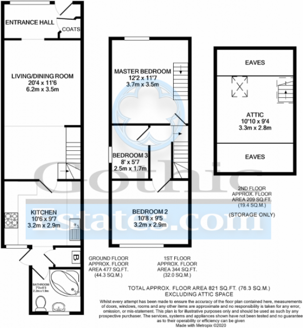 Floor Plan Image for 3 Bedroom End of Terrace House for Sale in Albert Road, Arlesey, SG15 6RJ