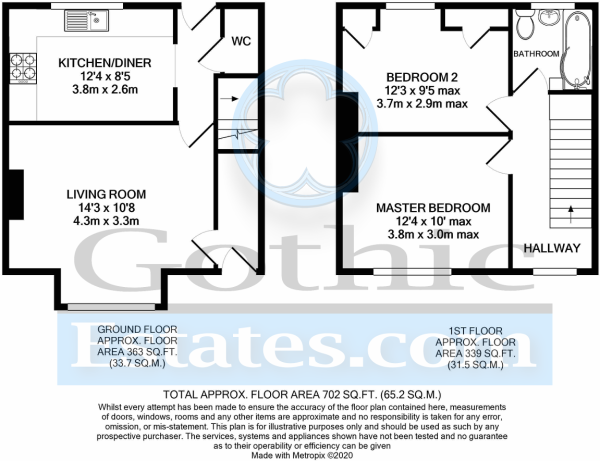 Floor Plan Image for 2 Bedroom Terraced House for Sale in Avon Road, Henlow, SG16 6HF