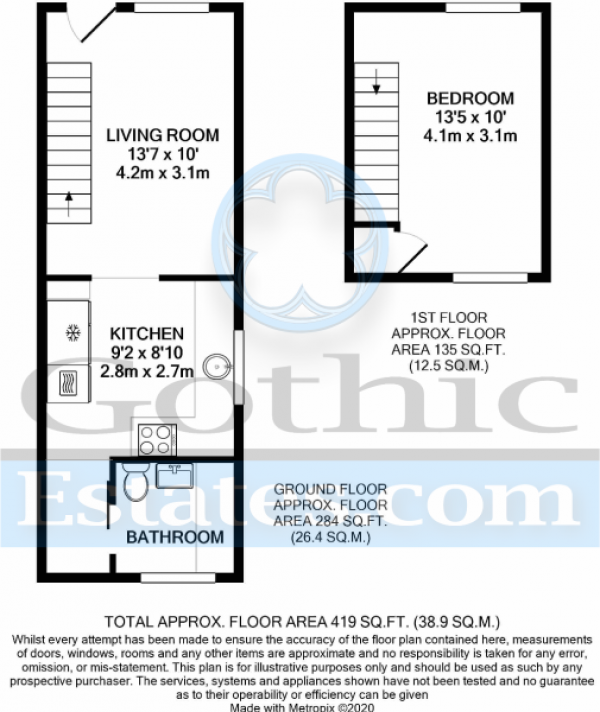 Floor Plan Image for 1 Bedroom End of Terrace House for Sale in High Street, Arlesey, SG15 6SZ