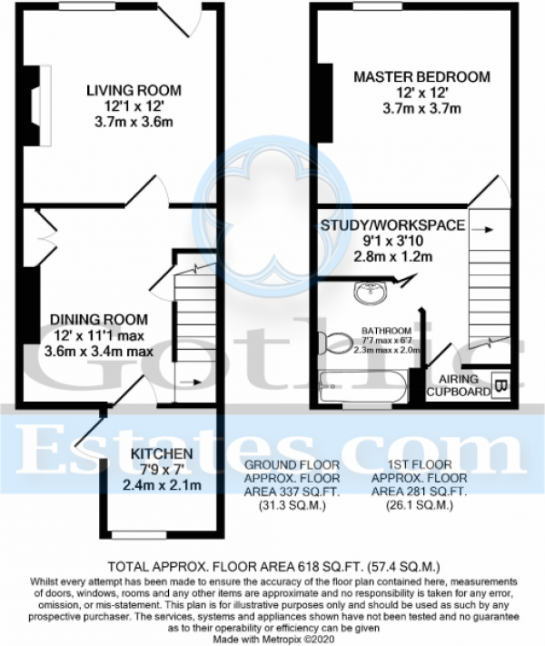 Floor Plan Image for 1 Bedroom Terraced House for Sale in High Street, Arlesey, SG15 6TB