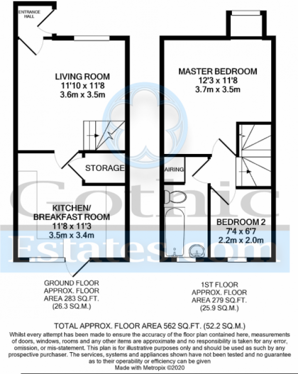 Floor Plan Image for 2 Bedroom Terraced House for Sale in Astral Close, Lower Stondon, Henlow, SG16 6EL