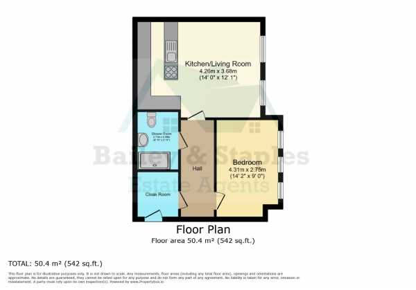 Floor Plan Image for 1 Bedroom Flat for Sale in Shrewsbury Road, Prenton